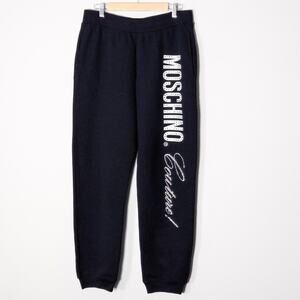 Moschino Couture Women’s Track Pants 36x34 Streetwear Athleisure Luxe Black Logo